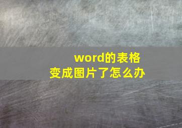 word的表格变成图片了怎么办