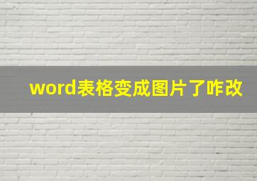 word表格变成图片了咋改