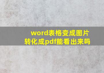 word表格变成图片转化成pdf能看出来吗