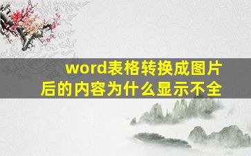 word表格转换成图片后的内容为什么显示不全