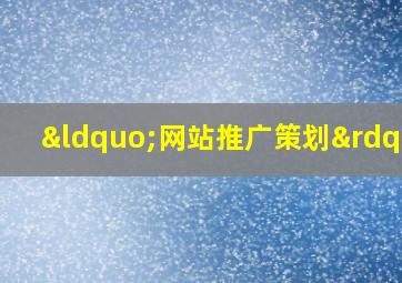 “网站推广策划”