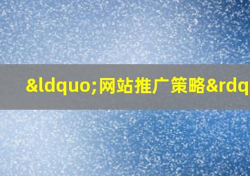 “网站推广策略”