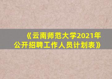 《云南师范大学2021年公开招聘工作人员计划表》