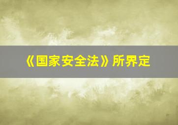 《国家安全法》所界定