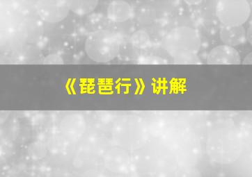 《琵琶行》讲解