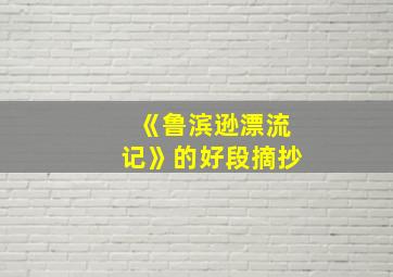 《鲁滨逊漂流记》的好段摘抄