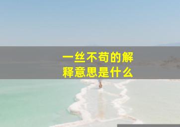 一丝不苟的解释意思是什么