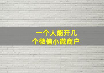 一个人能开几个微信小微商户