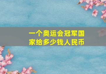 一个奥运会冠军国家给多少钱人民币