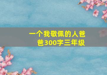 一个我敬佩的人爸爸300字三年级