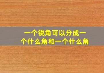 一个锐角可以分成一个什么角和一个什么角