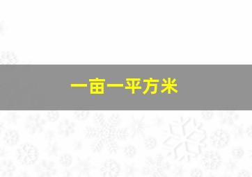 一亩一平方米