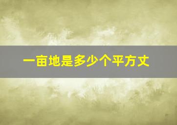 一亩地是多少个平方丈