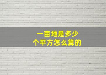 一亩地是多少个平方怎么算的