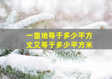 一亩地等于多少平方丈又等于多少平方米