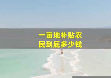 一亩地补贴农民到底多少钱