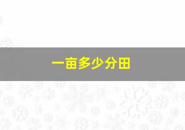 一亩多少分田