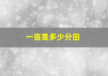 一亩是多少分田