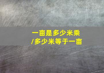 一亩是多少米乘/多少米等于一亩