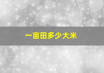 一亩田多少大米