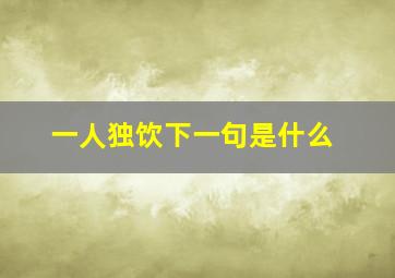 一人独饮下一句是什么