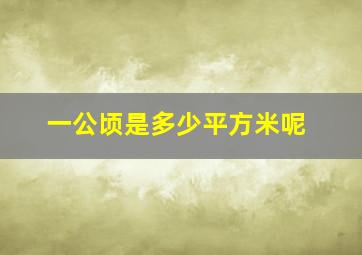 一公顷是多少平方米呢