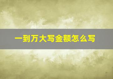 一到万大写金额怎么写