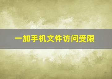 一加手机文件访问受限