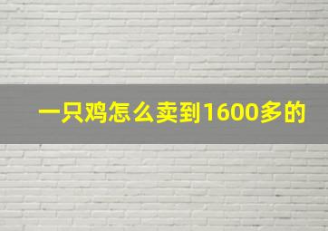 一只鸡怎么卖到1600多的