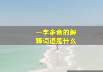 一字多音的解释词语是什么