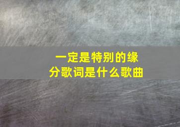 一定是特别的缘分歌词是什么歌曲