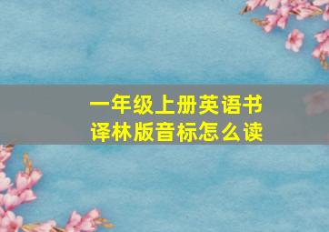 一年级上册英语书译林版音标怎么读