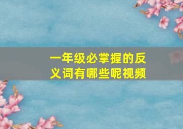 一年级必掌握的反义词有哪些呢视频