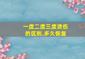 一度二度三度烫伤的区别,多久恢复