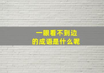 一眼看不到边的成语是什么呢