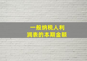 一般纳税人利润表的本期金额