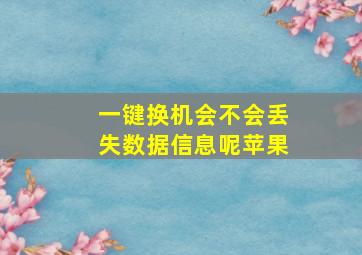 一键换机会不会丢失数据信息呢苹果