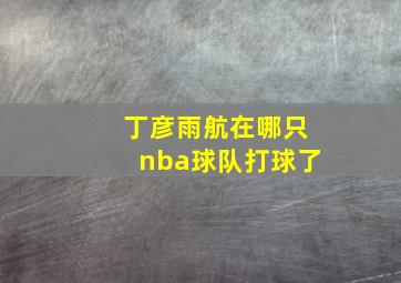 丁彦雨航在哪只nba球队打球了