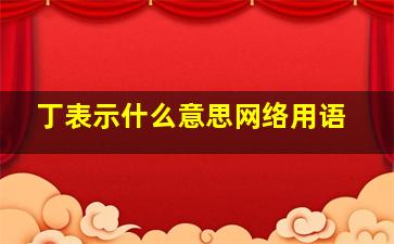 丁表示什么意思网络用语