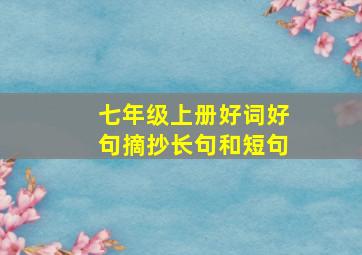 七年级上册好词好句摘抄长句和短句