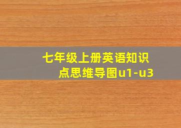 七年级上册英语知识点思维导图u1-u3