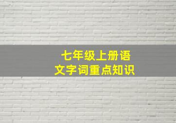 七年级上册语文字词重点知识