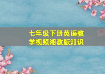 七年级下册英语教学视频湘教版知识