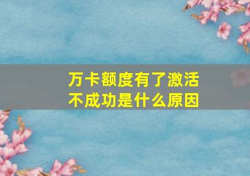 万卡额度有了激活不成功是什么原因