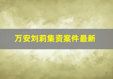 万安刘莉集资案件最新