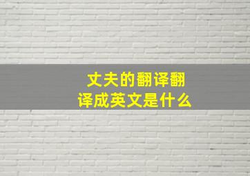 丈夫的翻译翻译成英文是什么