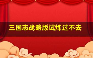 三国志战略版试炼过不去