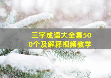 三字成语大全集500个及解释视频教学