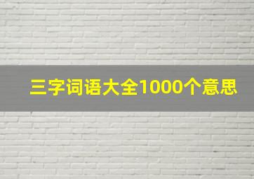 三字词语大全1000个意思