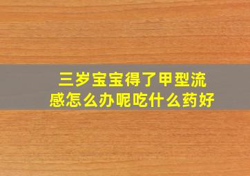 三岁宝宝得了甲型流感怎么办呢吃什么药好